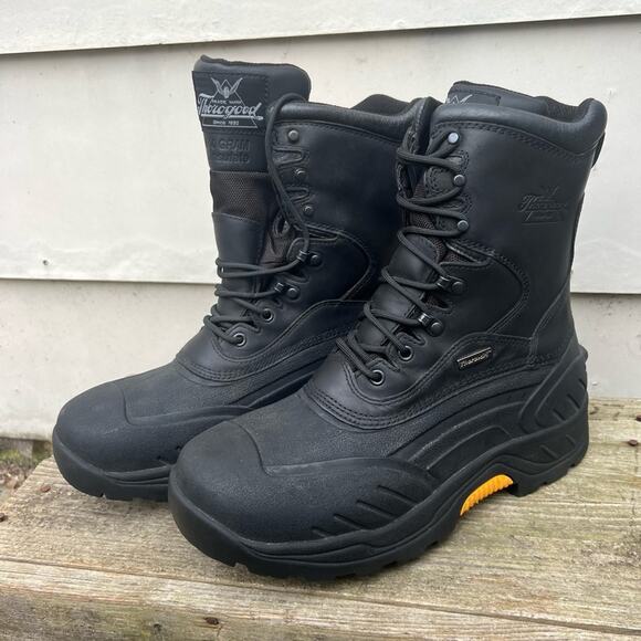 Thorogood 299 Railroad Black Safety Toe 1000 gram Thinsulate Leather Boots 10 - Picture 1 of 8